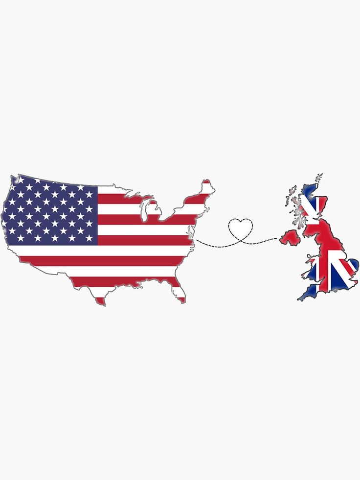 USA and UK maps connected by a heart for long-distance love